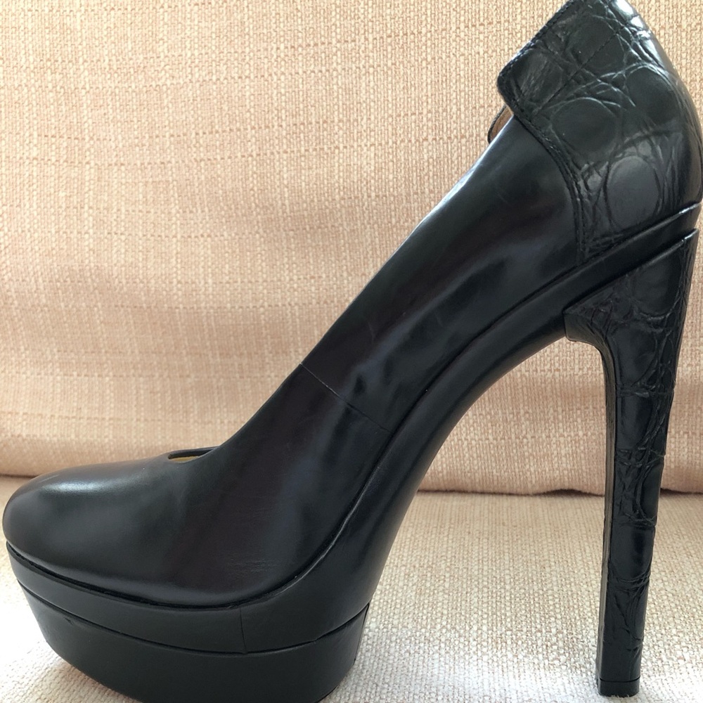 Rachel Zoe black leather platform pumps NWOT
